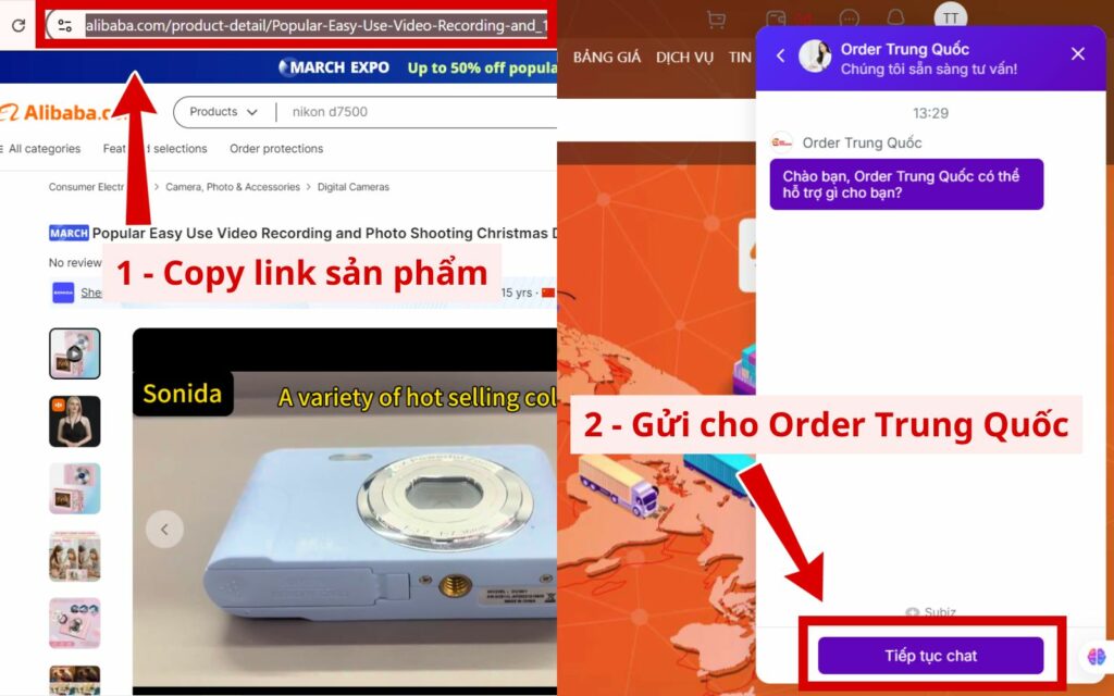 Copy link sản phẩm và gửi Order Trung Quốc Cách mua hàng trên Alibaba qua dịch vụ của Order Trung Quốc
