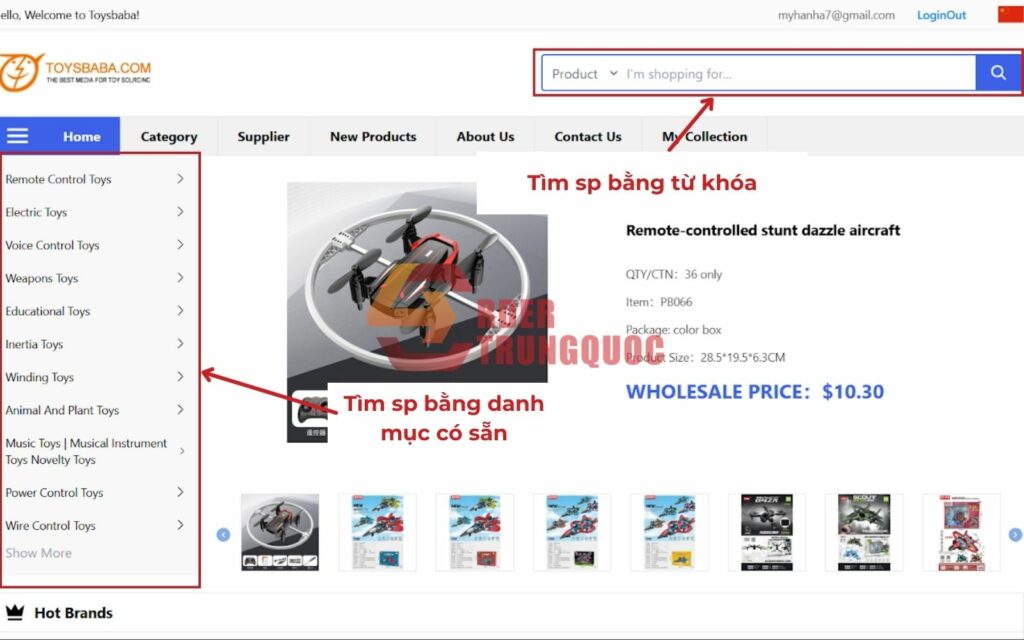 Cách Tìm sản phẩm đồ chơi muốn mua trên Toybaba
