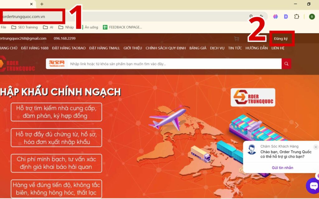 Đăng ký tài khoản đặt hộ hàng Alibaba "Hướng dẫn nhập hàng Alibaba qua Order Trung Quốc